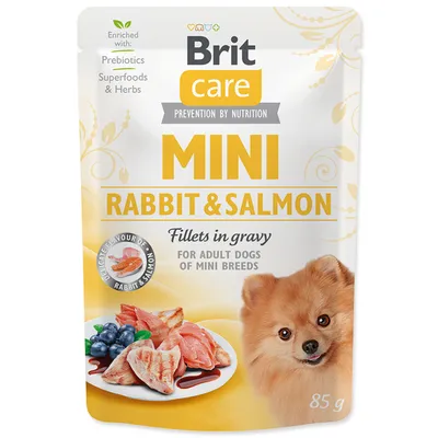 Produktbild von Kapsička BRIT Care Mini, Futter für Kaninchen & Lachsfilet in Soße, 85 g