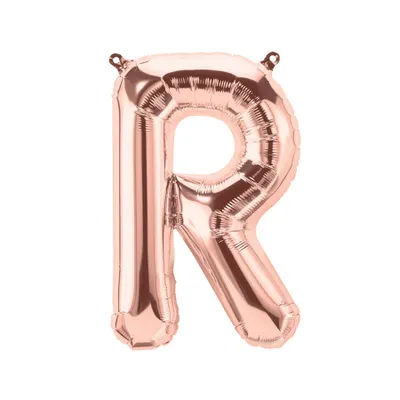 Image de Ballon en plastique lettre R, or rose, env. 80 cm, à gonfler à l'air
