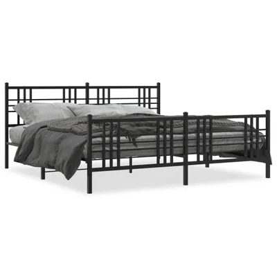Obrázek produktu pro Postel s čelem a nohama kovová černá 200x200 cm