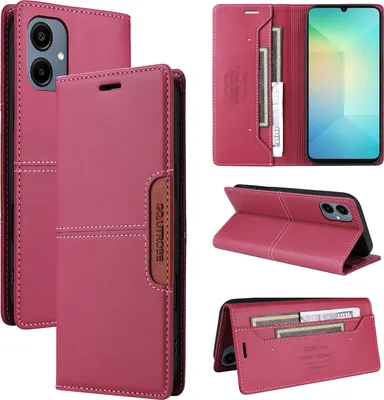 Immagine prodotto di Custodia per Samsung Galaxy A06, custodia in pelle flip wallet con slot per carte e supporto Rosso