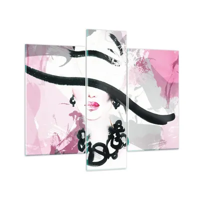 Produktbild von Bilder auf glas - Frau Abstraktion - 95x80cm - Glasbilder - Wandbilder - Kunstdruck - zum Aufhängen bereit - Wanddekoration aus Glas - Glas Bilder - Wandbild auf Glas - 3 Teile - GCB95x80-3690