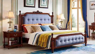 Immagine prodotto di Letto Letto matrimoniale Letto imbottito in legno Struttura del letto Chesterfield