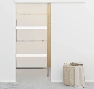 Zdjęcie produktu dla vidaXL Drzwi przesuwne ESG szkło i aluminium 76x212 cm srebrne