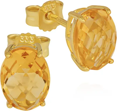 Produktbild von Paar Ohrstecker 333 Gelbgold 8 Karat 8x6mm mit echt Citrin Damen Goldohrringe