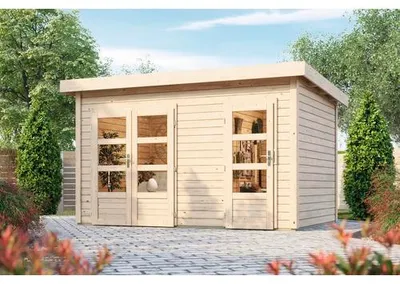 Produktbild von Gartenhaus Karibu Krähenau 1 inkl. Geräteraum 396 x 273 cm natur