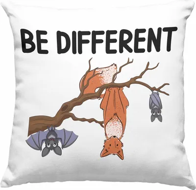 Produktbild von Trendation - Fuchs Fledermaus Deko-Kissen mit Füllung 40x40 Geschenk Be Different Geschenkidee für Frauen (Grau)
