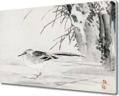 Produktbild von Coloray Kochplattenabdeckung Herdabdeckplatte 80x52 cm Hackbrett Schneidebrett Küchenbrett - Baum Tier Vogel Spatz