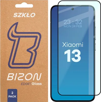 Produktbild von 2x Gehärtetes Glas für Xiaomi 13, Bizon Glass Edge Duo, Schwarzer Rahmen