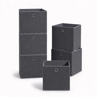 Produktbild von Aufbewahrungsbox 6er Set Ordnungsboxen aus Vliesstoff mit Griff Faltboxen Stoffboxen Organizer für Kleidung Schrank und Regal Anthrazit