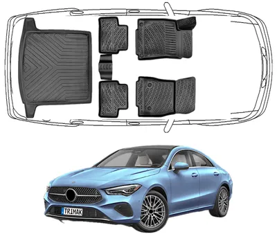 Produktbild von 3D Fußmatten & Kofferraumwanne Auto Set Kompatibel mit Mercedes CLA 2.Gen 2019 - 2024 C118