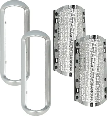 Produktbild von vhbw 2x Scherfolie kompatibel mit Braun PocketGo 370, 570 5608, 575, 555, 550 Elektrorasierer + Rahmen, silber
