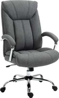 Produktbild von Bürostuhl mit Wippfunktion ergonomischer Stuhl mit gepolsterte Armlehne Kopfstütze höhenverstellbarer Schreibtischstuhl Drehstuhl mit Rückenlehne Nylon Grau 65 x 78 x 110-118 cm