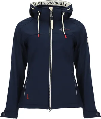 Produktbild von Dry Fashion Damen Softshelljacke Zingst mit Fleece-Innenfutter - Taillierte Jacke mit abnehmbarer Kapuze in Navy Größe 52