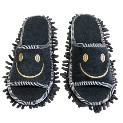 Produktbild von Mop Schuhe Reinigungsschuhe Hausschuhe Multifunktionaler Boden Leicht zu reinigende Büroküche Bodenreinigungsschuhe(Dunkelgrau)