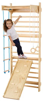 Image de Echelle murale suédoise VEVOR, 15 marches, jouet d'escalade en bois, capacité de charge 100 kg, échelle murale suédoise pour enfants et adultes, barre murale, mur de gymnastique en bois de pin