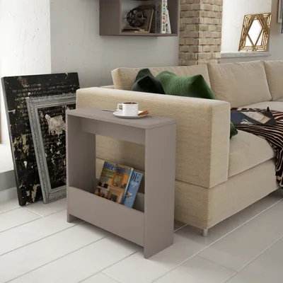 Produktbild von DECORTIE Simpi Moderner Beistelltisch Mokka Grau Mehrzweck mit Kreativität  2 Etagen  20 x 55 x 60 cm