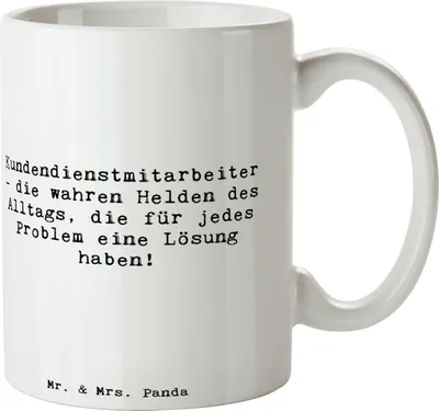 Produktbild von Mr. & Mrs. Panda Kaffeetasse Spruch Kundendienstmitarbeiter Helden - Weiß - Geschenk, Servicegeist, Keramikbecher, schöne tasse, handgefertigt, Hilfe im Alltag, Bedanken