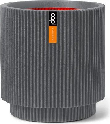 Produktbild von Capi Europe - Gefäß zylinder Groove NL - Dunkelgrau - 35x38 - KGVDG882