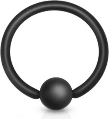 Produktbild von Klemmring BCR Septum Piercing Captive Ring Lippe Ohr Augenbrauen Nase Brustwarze matt-schwarz 1,6 mm 10 mm
