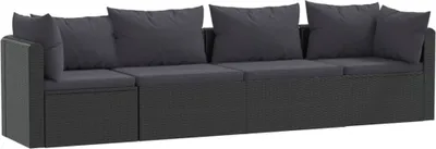Obrázok produktu pre vidaXL 4-dielna záhradná sedacia súprava s vankúšmi Poly Ratan Black