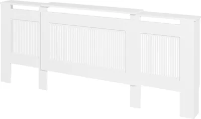 Produktbild von Heizkörperverkleidung ausziehbar Heizkörperabdeckung mit Ablage, Lamellen, Heizungsabdeckung Heizungsverkleidung Heizkörper Abdeckung 125-201 x 19 x 81,5 cm Weiß