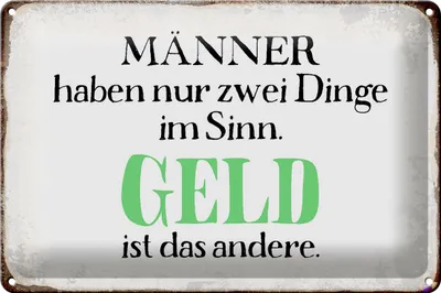 Produktbild von Blechschild Spruch 30x20cm Männer haben 2 Dinge im Sinn