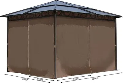 Produktbild von 4 Seitenteile für Hardtop Pavillon 3x3m Seitenwandset Sichtschutz Vorhänge