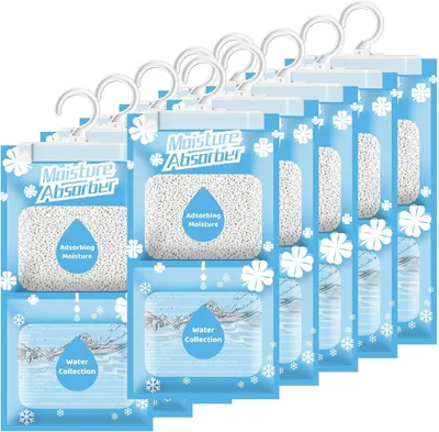 Obrázok produktu pre 10 kusov zavesných odvlhčovačov, 230 g, vhodné do šatníkov, na absorbovanie vlhkosti v suterénoch, spálňach, práčovniach, proti vlhkosti, proti plesniam