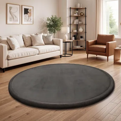 Produktbild von Kinderteppich Kinderzimmer Teppich Baby Spielteppich Flauschig Rutschfest Deko Grösse 200 cm Rund