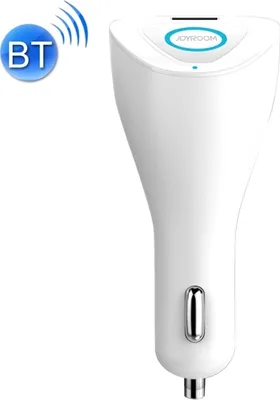 Immagine prodotto di JOYROOM T600 2 in 1 Caricatore da auto multifunzione senza fili Bluetooth 2.1A con porta USB singola + auricolare con indicatore LED circolare e funzione di chiamata in vivavoce per auto, pick-up e SUV, smartphone, PSP, PDA e GPS, MP3 e MP4 e altri dispositivi con ricarica USB (bianco)