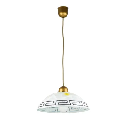 A pendant light fixture hanging against a white background.