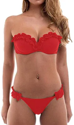 Immagine prodotto di JFAN Set bikini da donna, push-up, costume da bagno a due pezzi, slip con motivo floreale