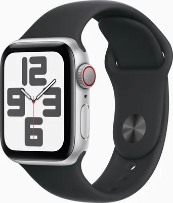 Produktbild von Watch SE GPS + Cellular, 40 mm Aluminiumgehäuse Mitternacht, Sportarmband Schwarz - S/M