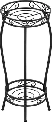 Image de Support de jardin en métal 68 cm - Support à 2 niveaux pour fleurs - Intérieur/extérieur - Support de jardin noir