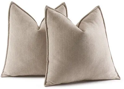 Obrázek produktu pro Ibenzoa® Béžové povlaky na polštáře z plyše, 40 x 40 cm, sada 2 kusů – prodyšné a šetrné k pokožce, skrytý zip, vhodné do obývacího pokoje a na pohovku