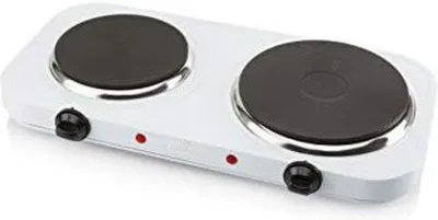 Image de Cuisinière électrique à 2 plaques de cuisson, 2500 W, blanche