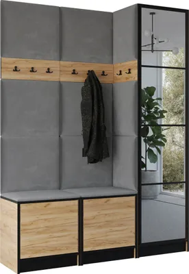 Image de KIER FURNITURE Armoire EDEN, armoire de chambre, penderie, armoire d'entrée, chêne Craft et gris, 159,6 x 205 x 39 cm