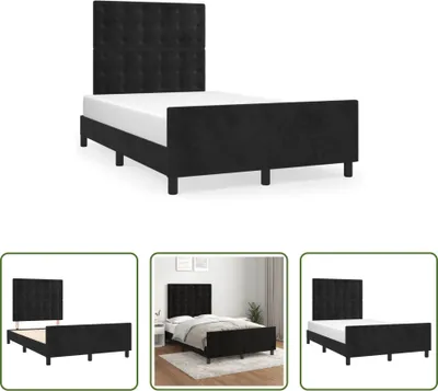 Produktbild von The Living Store Bettgestell mit Kopfteil Schwarz 120x190 cm Samt