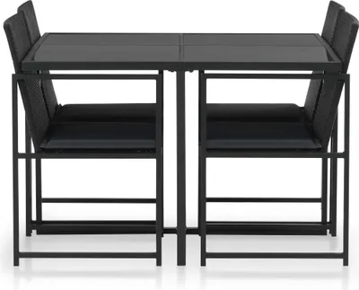 Obrázek produktu pro vidaXL 5dílný zahradní jídelní set s polštáři Poly ratan Black