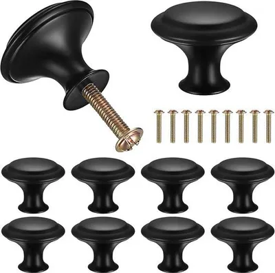Produktbild von Famanu Möbelknöpfe Schwarz - Runde Schrankknöpfe für Möbel und Küchen