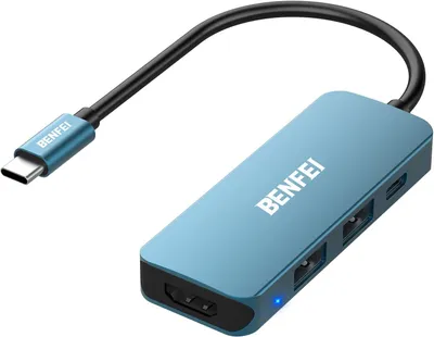 Produktbild von BENFEI USB C HUB 4 in 1, USB Typ C auf HDMI /2*USB /60W Power Delivery Adapter, kompatibel für iPhone 15 Pro/Max, MacBoo
