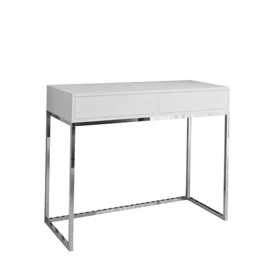 Image de AX LIVING Coiffeuse Blanc Lortie 100 cm avec tiroirs Structure chromée