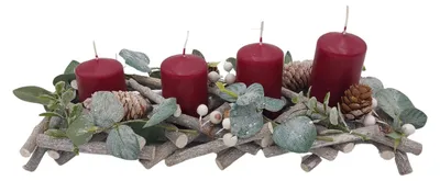 Image de Bougies de l'Avent, lot de 4 bougies à tige, bougie de Noël à tige, couleur:bordeaux