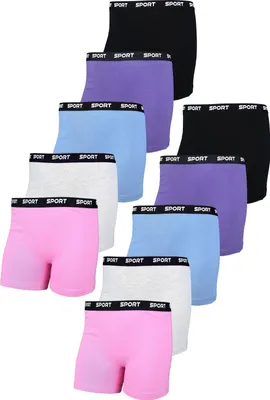 Produktbild von TupTam Unterhosen Mädchen Shorts 10er Pack – Bequeme Unterwäsche für Mädchen aus Baumwolle, Farbe: Rosa Lila Blau Schwarz Grau, Größe: 140-146
