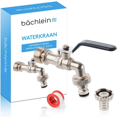 Gartenwasserhahn anthrazit, 1/2 & 3/4 Zoll, Kugelhahn, 2 Schlauchanschlüsse