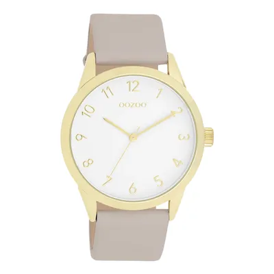 Produktbild von Oozoo Damen Lederarmband Uhr Timepieces hellgrau taupe Analog Quarzuhr UOC11327