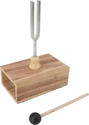 Image de Set de diapasons avec résonateur en bois Marteau en caoutchouc 512HZ Acier Chanter pour la guérison Yoga Méditation Relaxation