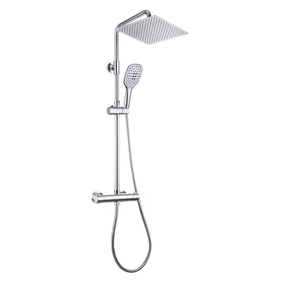Immagine prodotto di JOHO Colonna Doccia Termostato Miscelatore, Fori Regolabili, Cromo, Asta Inox, Set Doccia a Pioggia, Rubinetto, Doccetta e Soffione 25x25 cm
