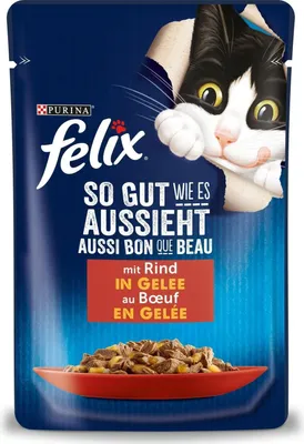 Produktbild von felix® Katzen-Nassfutter So gut wie es aussieht in Gelee mit Rind 26x 85,0 g