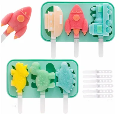 Produktbild von 2 Stück Eisformen Eis am Stiel,Silikon Eis am Stiel Eiscreme Cakesicle Formen Kinder DIY Kreative Eisform Wiederverwendbare mit Deckel - 1